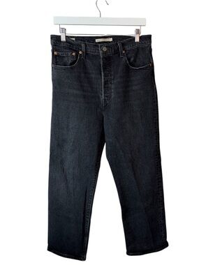 Levi’s Premium Ribcage Straight Ankle Jeans 31 High Rise Washed Black